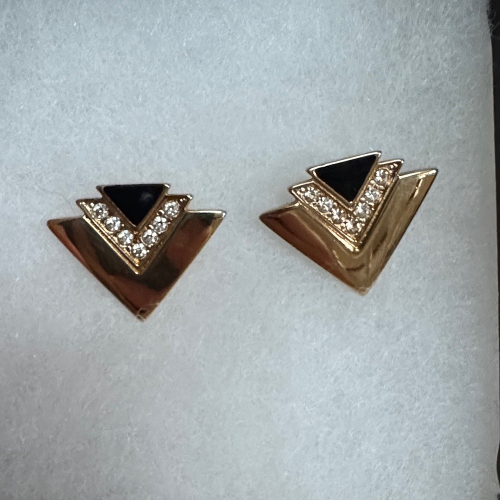 Gold and Black Art Deco Geometric Earrings
